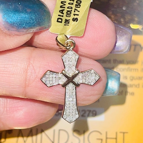 Other - Solid 10K Gold Real Genuine Diamond Cross Necklace, Real Gold Cross Pendant Sale